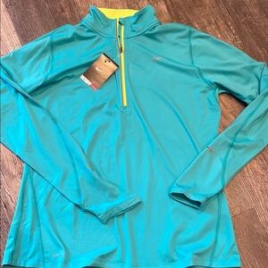 Nike Turquoise and Yellow Half-Zip Top